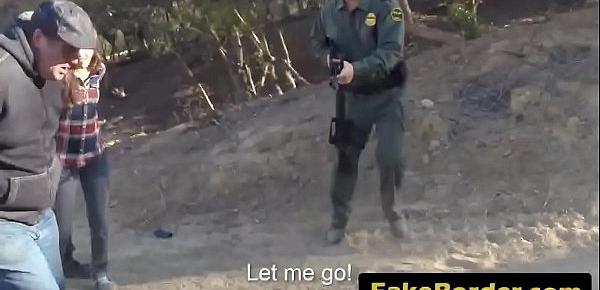  Horny border agent with big cock fucking two sluts